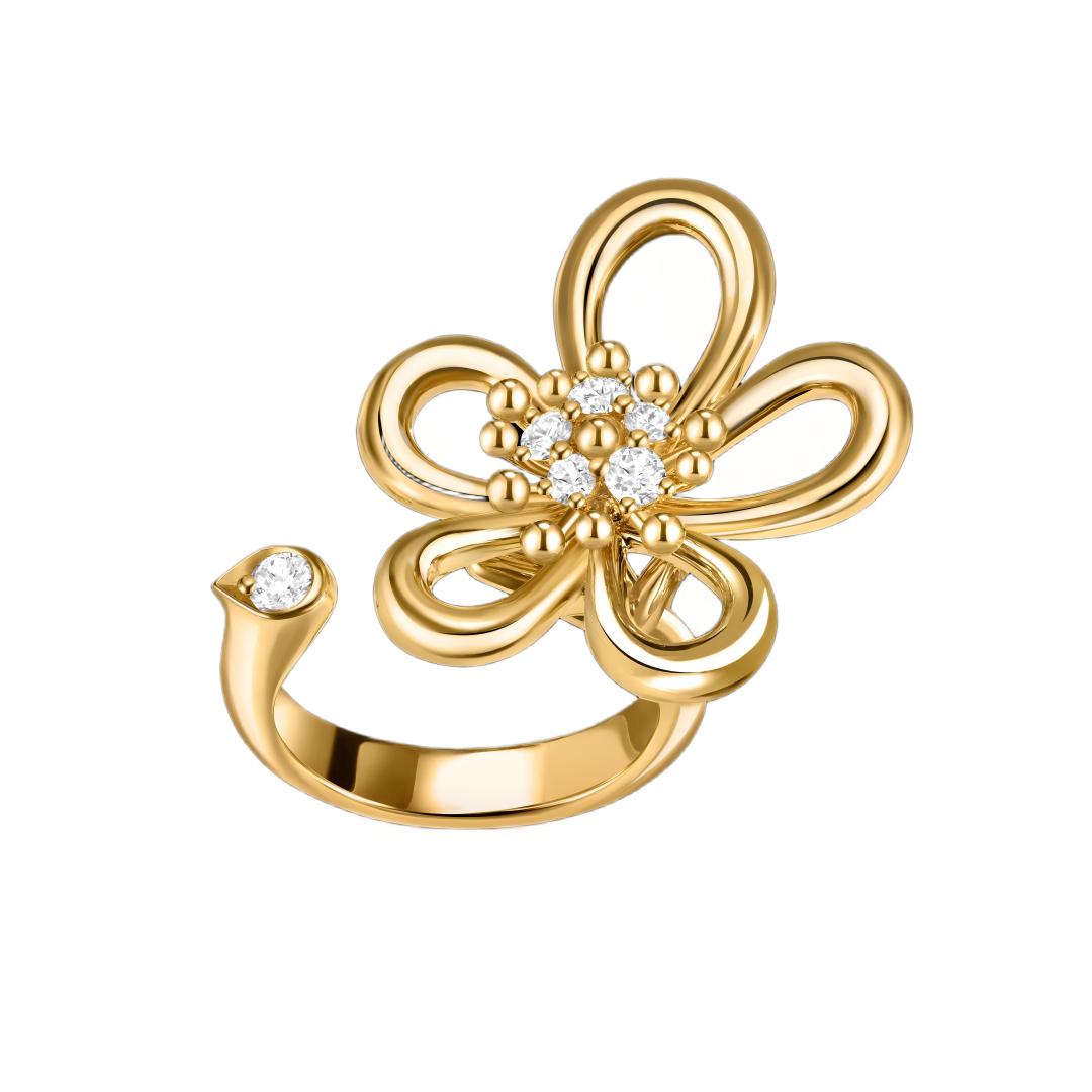 [Limara]   FLOWERLACE OPEN RING 5 DIAMONDS