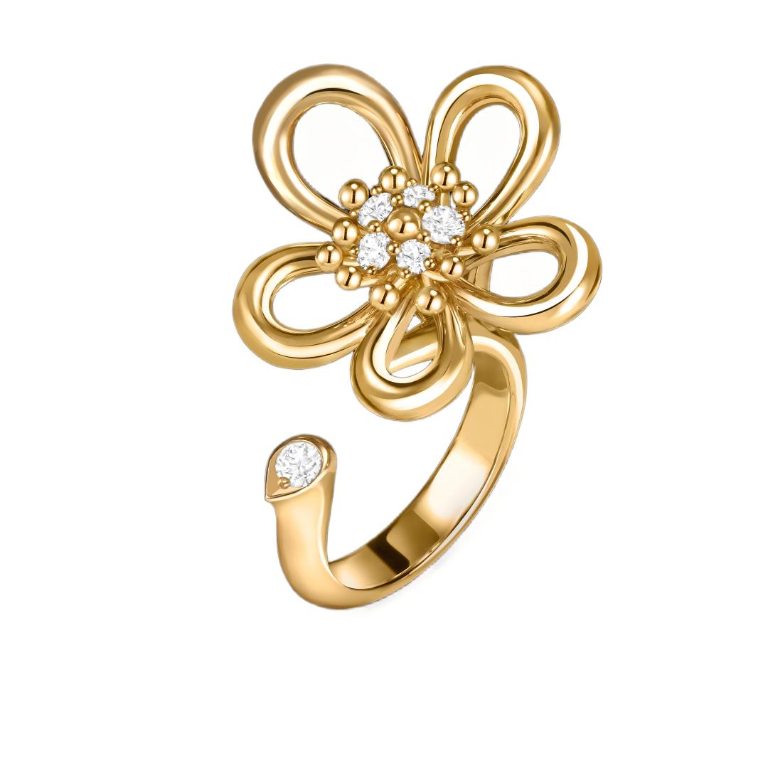 [Limara]   FLOWERLACE OPEN RING 5 DIAMONDS