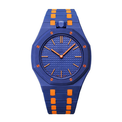 [Limara]OAK POP EXCLUSIVE DARK BLUE AND ORANGE BIOCERAMIC STRAP