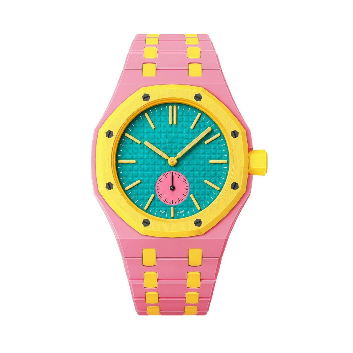 [Limara]OAK POP EXCLUSIVE PINK AND YELLOW BIOCERAMIC STRAP