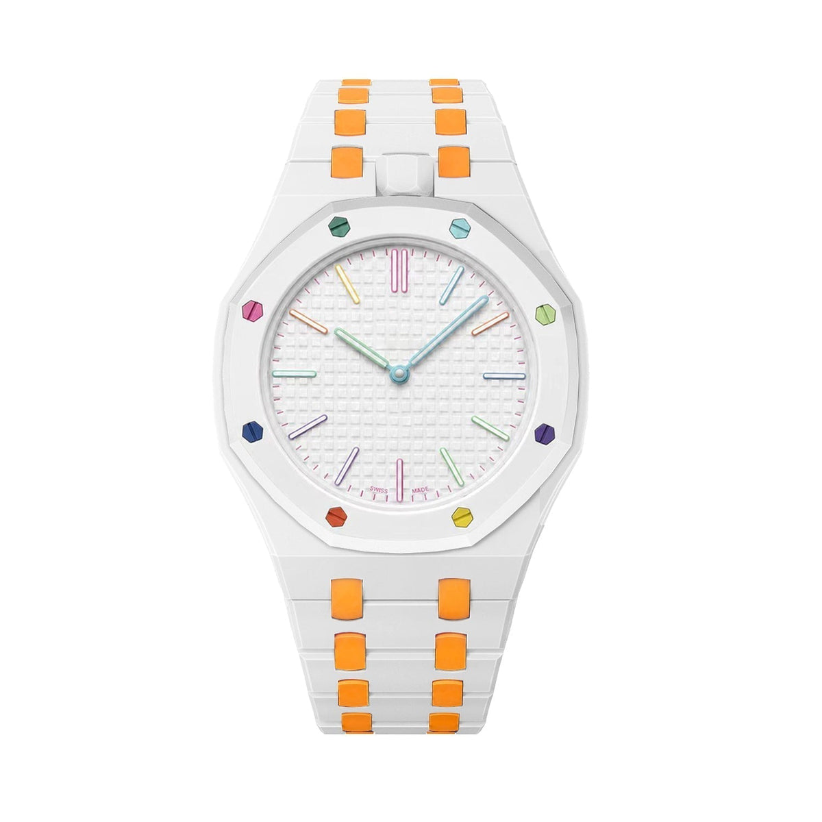 [Limara]OAK POP EXCLUSIVE WHITE AND ORANGE BIOCERAMIC STRAP