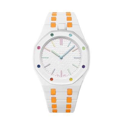 [Limara]OAK POP EXCLUSIVE WHITE AND ORANGE BIOCERAMIC STRAP