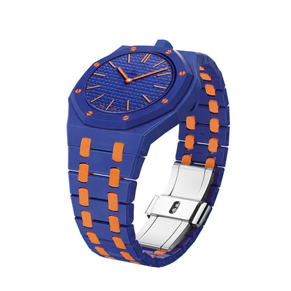 [Limara]OAK POP EXCLUSIVE DARK BLUE AND ORANGE BIOCERAMIC STRAP