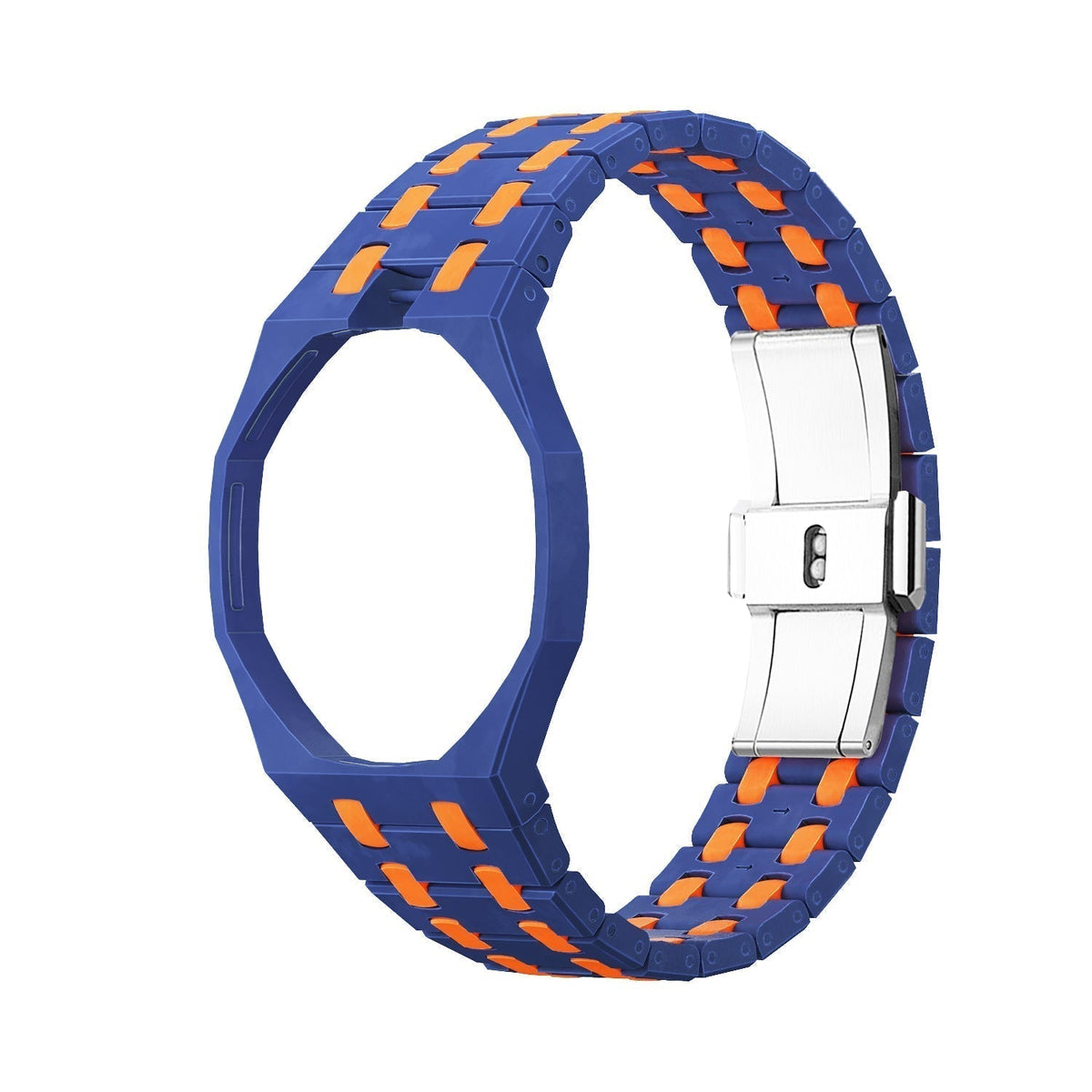 [Limara]OAK POP EXCLUSIVE DARK BLUE AND ORANGE BIOCERAMIC STRAP