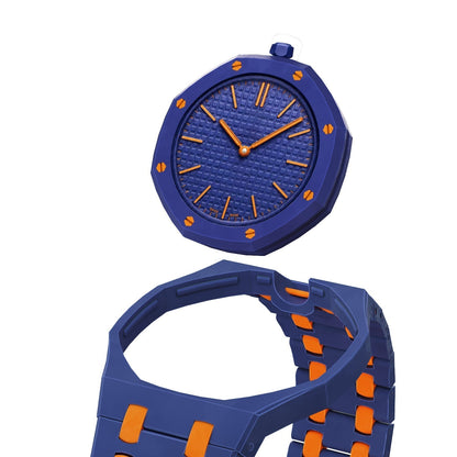 [Limara]OAK POP EXCLUSIVE DARK BLUE AND ORANGE BIOCERAMIC STRAP