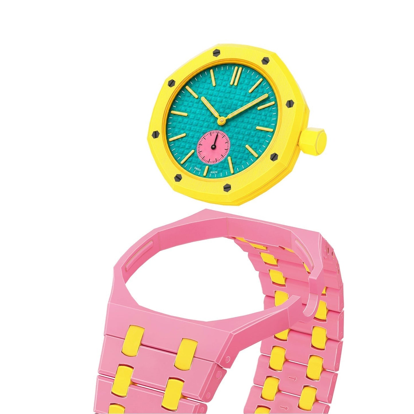 [Limara]OAK POP EXCLUSIVE PINK AND YELLOW BIOCERAMIC STRAP
