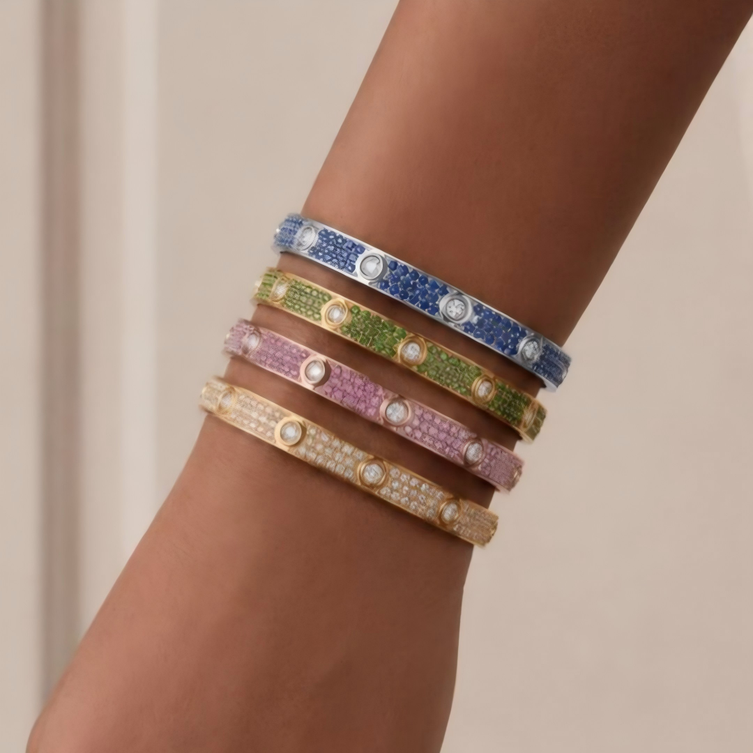 [Limara] 2026 PAVE GEMSTONE LOVE BRACELET 6.1MM 10 DIAMONDS