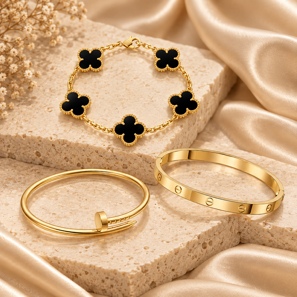 [Limara]Clover & Juste & Lover  Bracelet Stack Set