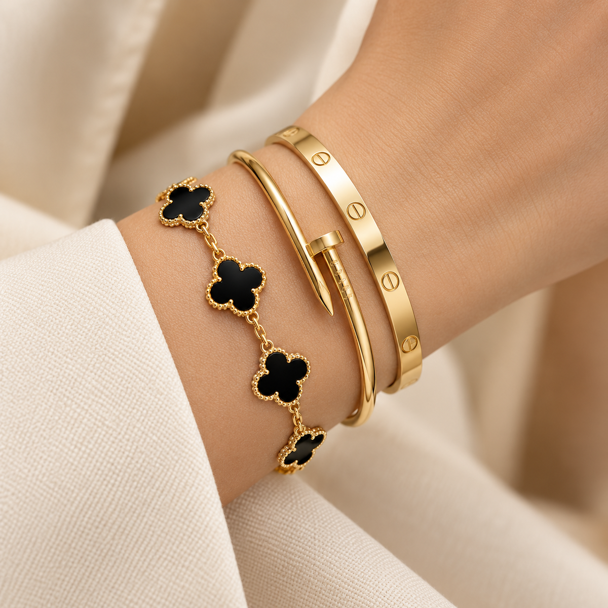[Limara]Clover & Juste & Lover  Bracelet Stack Set