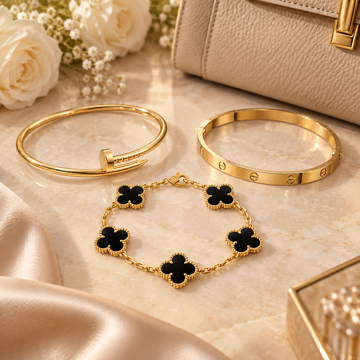 [Limara]Clover & Juste & Lover  Bracelet Stack Set