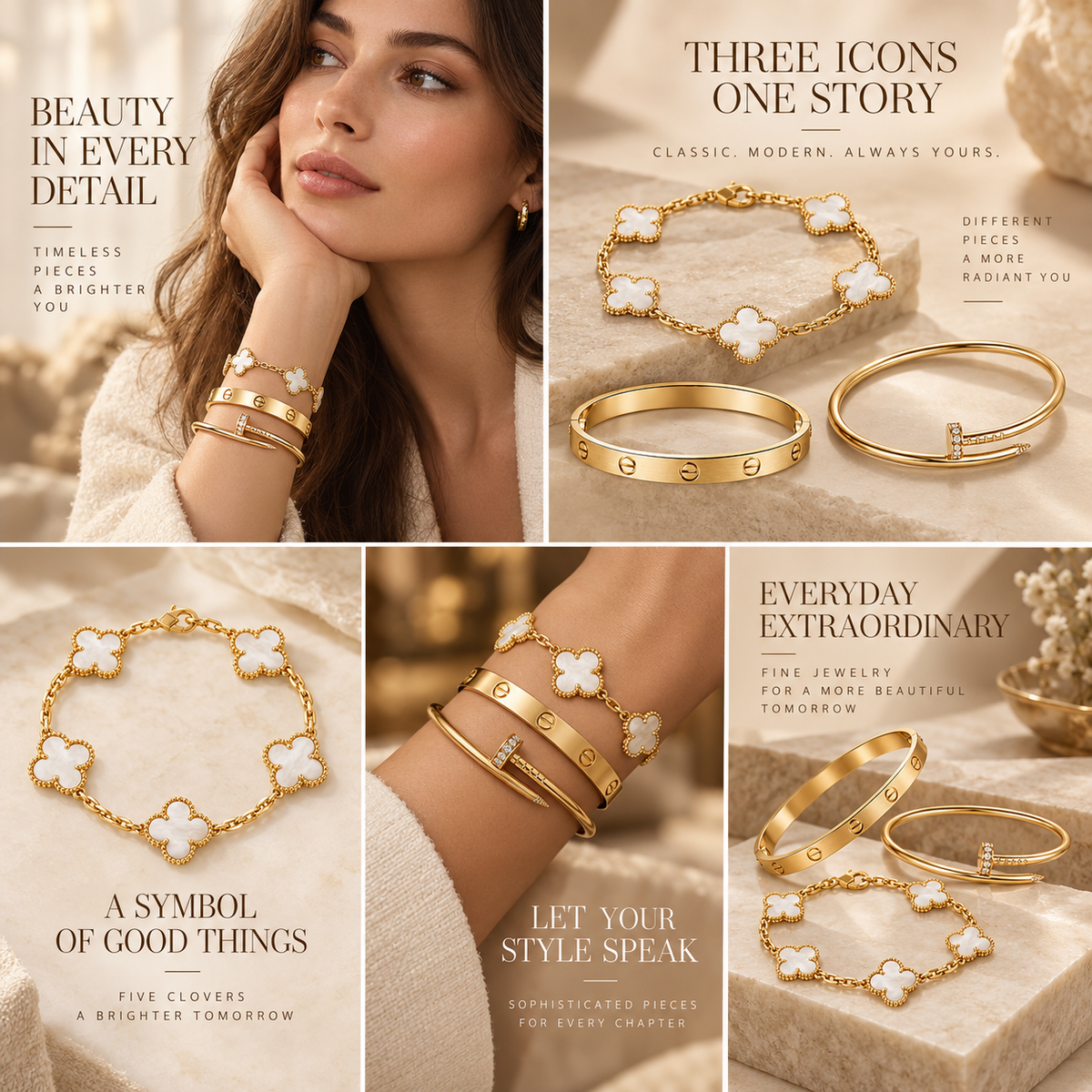 [Limara]Clover & Lover & Juste Bracelet Stack Set