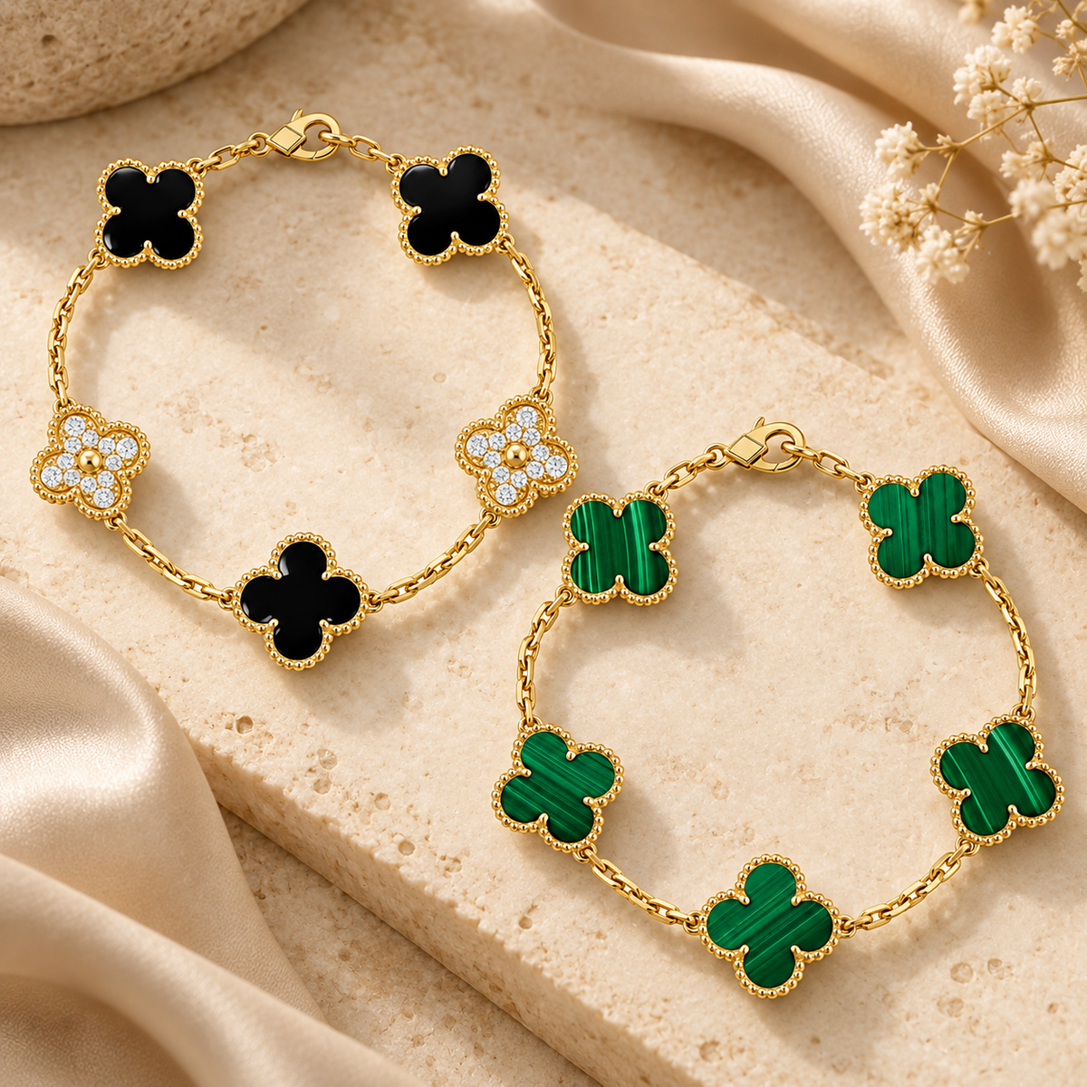 [Limara]Clover 5 Motifs  Duo Bracelet Stack Set