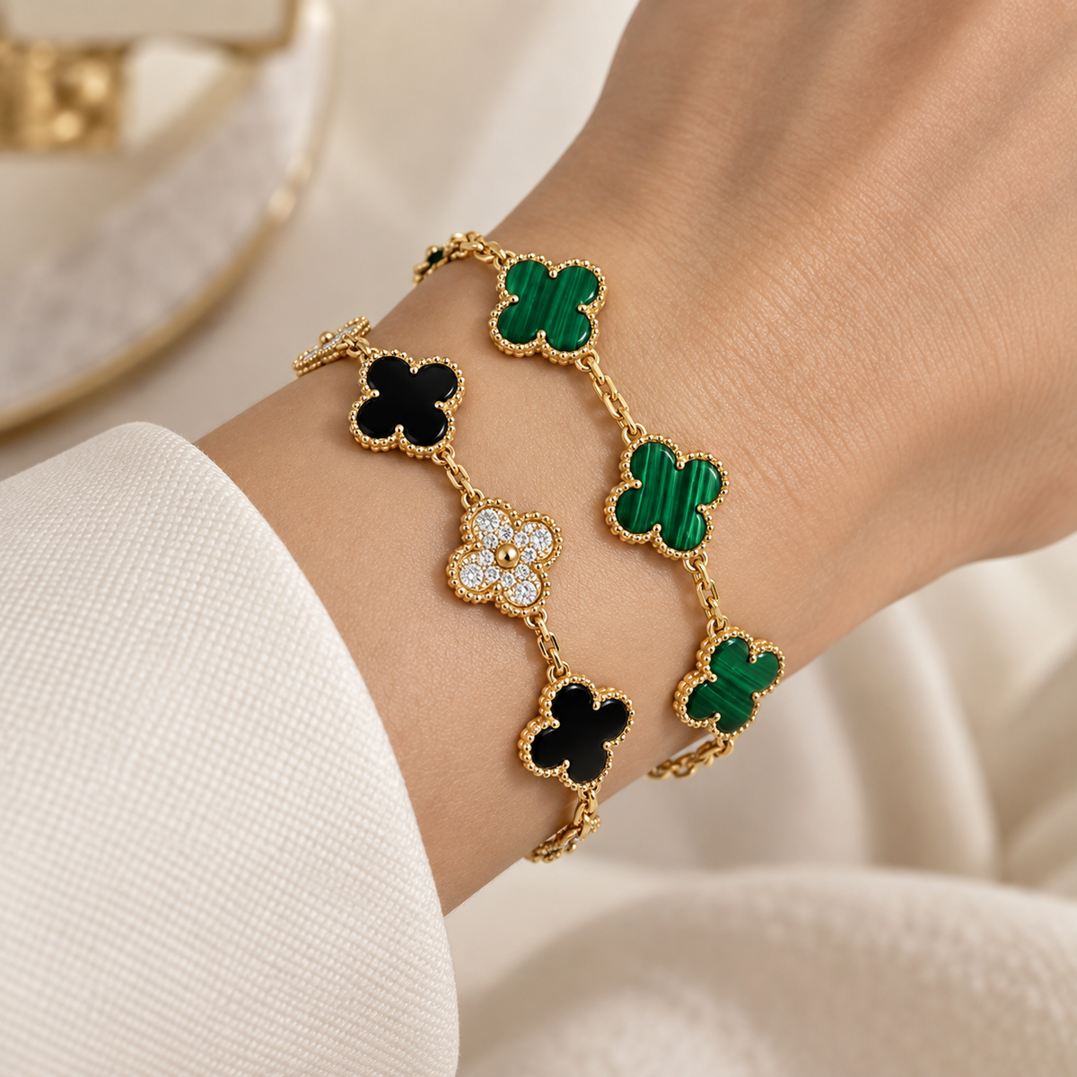 [Limara]Clover 5 Motifs  Duo Bracelet Stack Set
