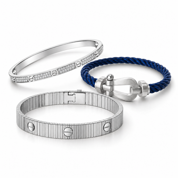 [Limara]Love & Force Large Horseshoe Trio Bracelet Stack Set