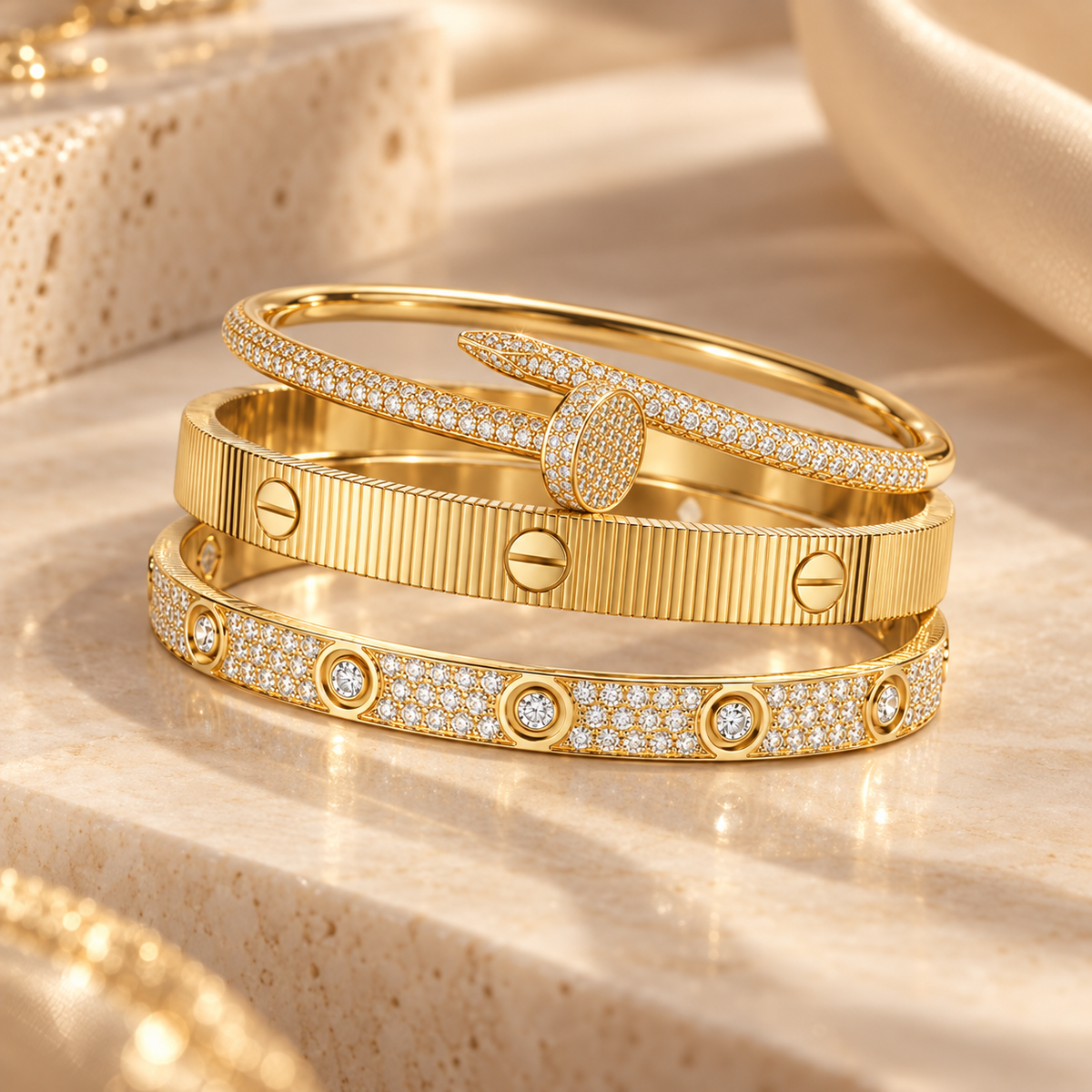 [Limara]Love & Juste Statement Bracelet Trio Stack Set