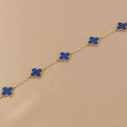 [Limara]LUCKY CLOVER 5-MOTIF BRACELET - BLUE AGATE COLLECTION