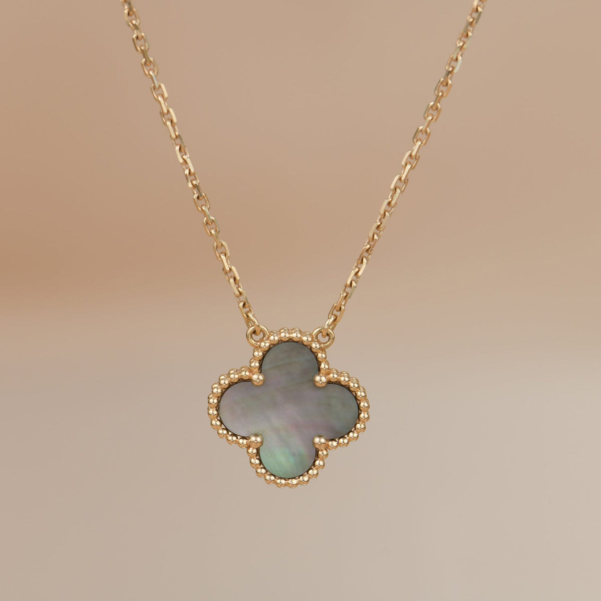 [Limara]CLOVER 15MM  GRAY MOTHER OF PEARL NECKLACE