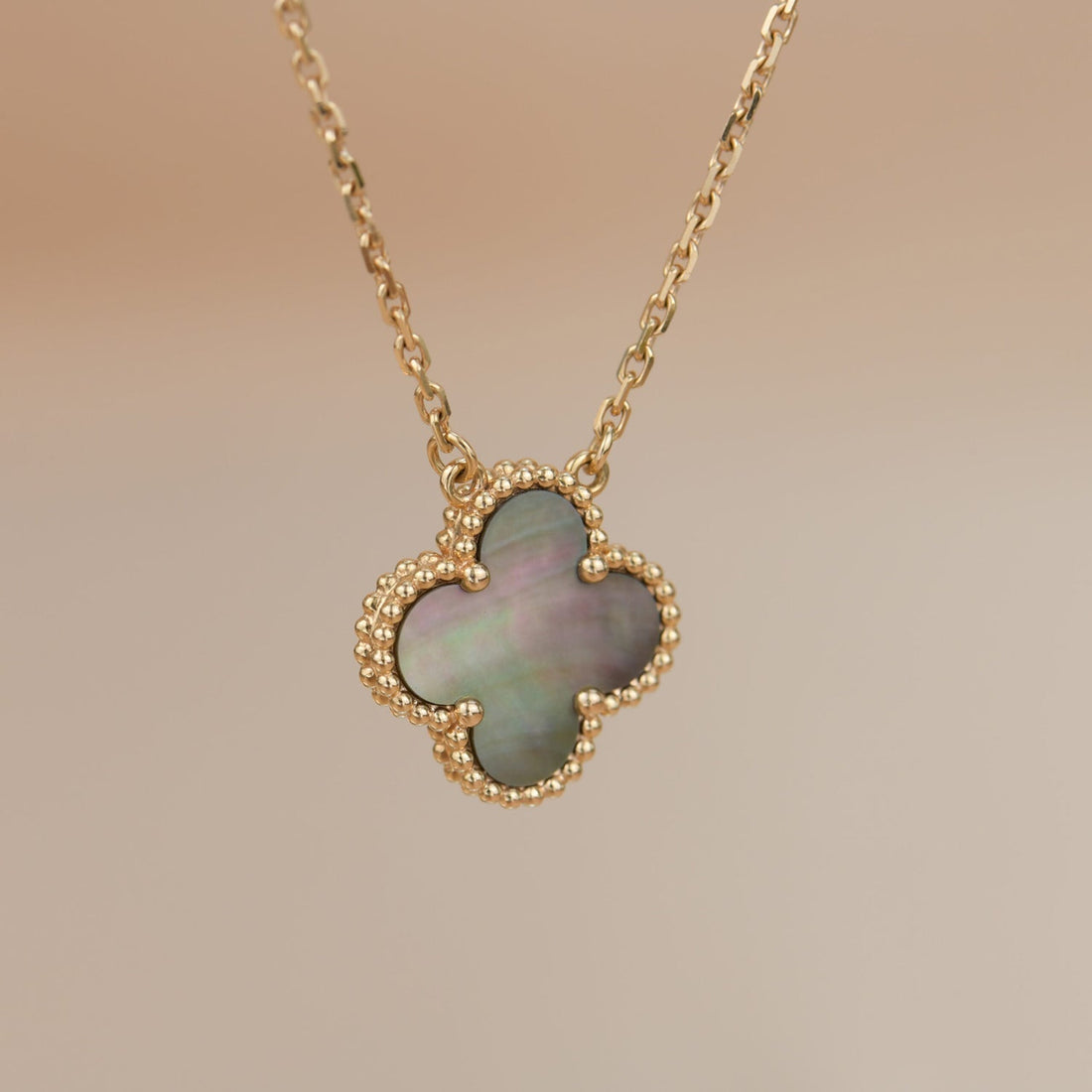 [Limara]CLOVER 15MM  GRAY MOTHER OF PEARL NECKLACE