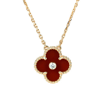 [Limara] CLOVER 15MM DIAMOND CARNELIAN NECKLACE