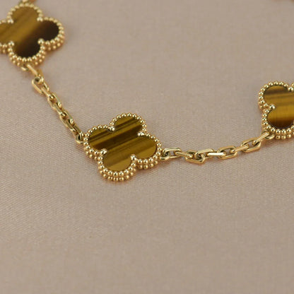 [Limara]LUCKY CLOVER 5-MOTIF BRACELET -  TIGER’S EYE COLLECTION