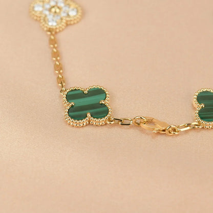 [Limara]LUCKY CLOVER 5-MOTIF BRACELET - MALACHITE COLLECTION