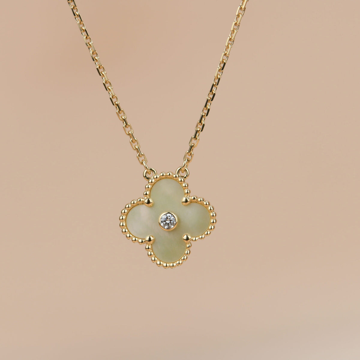 [Limara]CLOVER 15MM DIAMOND GOLD MOTHER OF PEARL NECKLACE