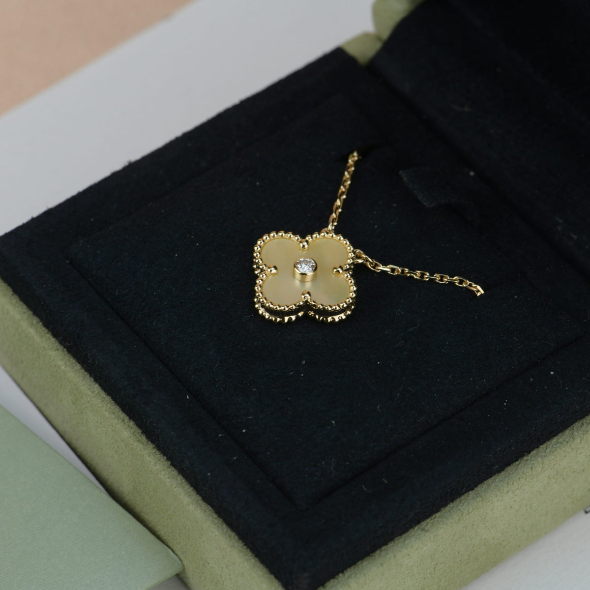 [Limara]CLOVER 15MM DIAMOND GOLD MOTHER OF PEARL NECKLACE