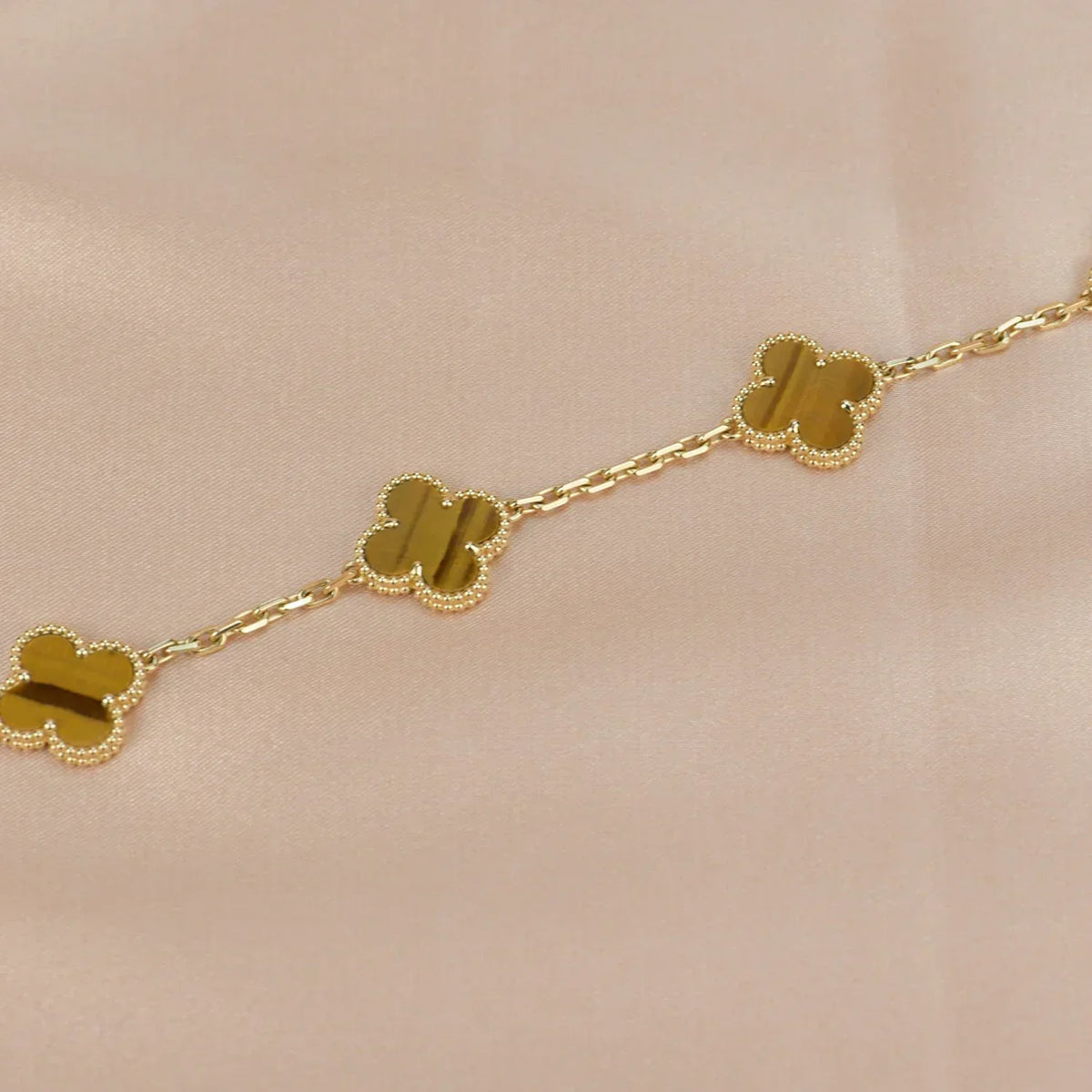 [Limara]LUCKY CLOVER 5-MOTIF BRACELET -  TIGER’S EYE COLLECTION