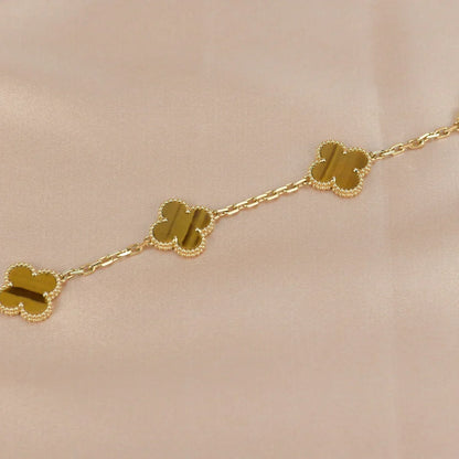 [Limara]LUCKY CLOVER 5-MOTIF BRACELET -  TIGER’S EYE COLLECTION