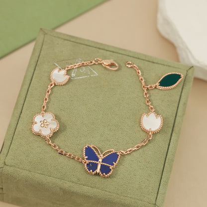 [Limara]SPRING ENCHANTMENT BUTTERFLY & FLORAL CHARM BRACELET