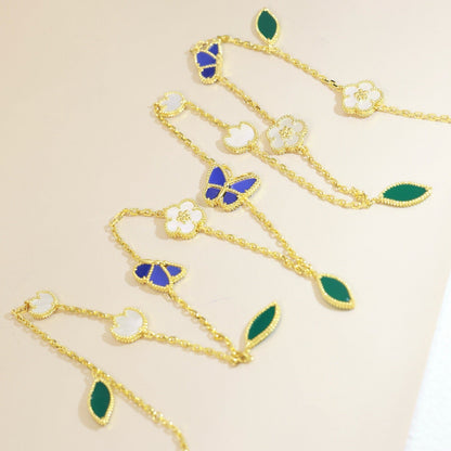 [Limara]LUCKY SPRING BUTTERFLY & FLOWER STATEMENT NECKLACE - 15-MOTIF FLORAL DESIGN