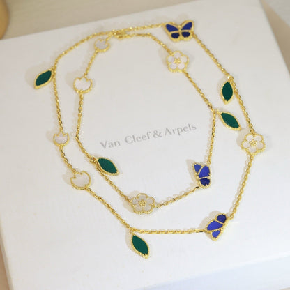[Limara]LUCKY SPRING BUTTERFLY & FLOWER STATEMENT NECKLACE - 15-MOTIF FLORAL DESIGN