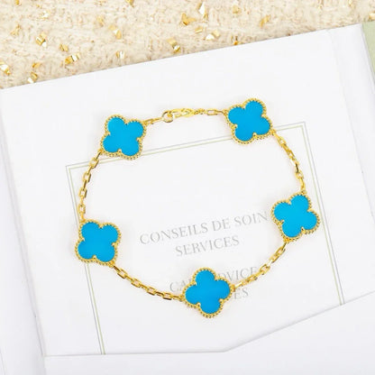 [Limara]LUCKY CLOVER 5-MOTIF BRACELET - TURQUOISE COLLECTION