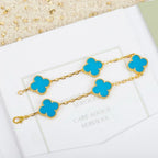 [Limara]LUCKY CLOVER 5-MOTIF BRACELET - TURQUOISE COLLECTION