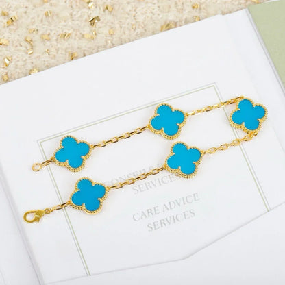 [Limara]LUCKY CLOVER 5-MOTIF BRACELET - TURQUOISE COLLECTION