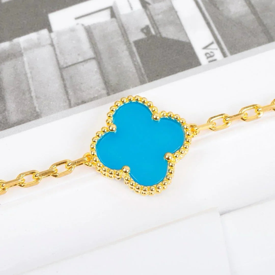 [Limara]LUCKY CLOVER 5-MOTIF BRACELET - TURQUOISE COLLECTION