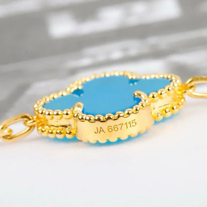 [Limara]LUCKY CLOVER 5-MOTIF BRACELET - TURQUOISE COLLECTION