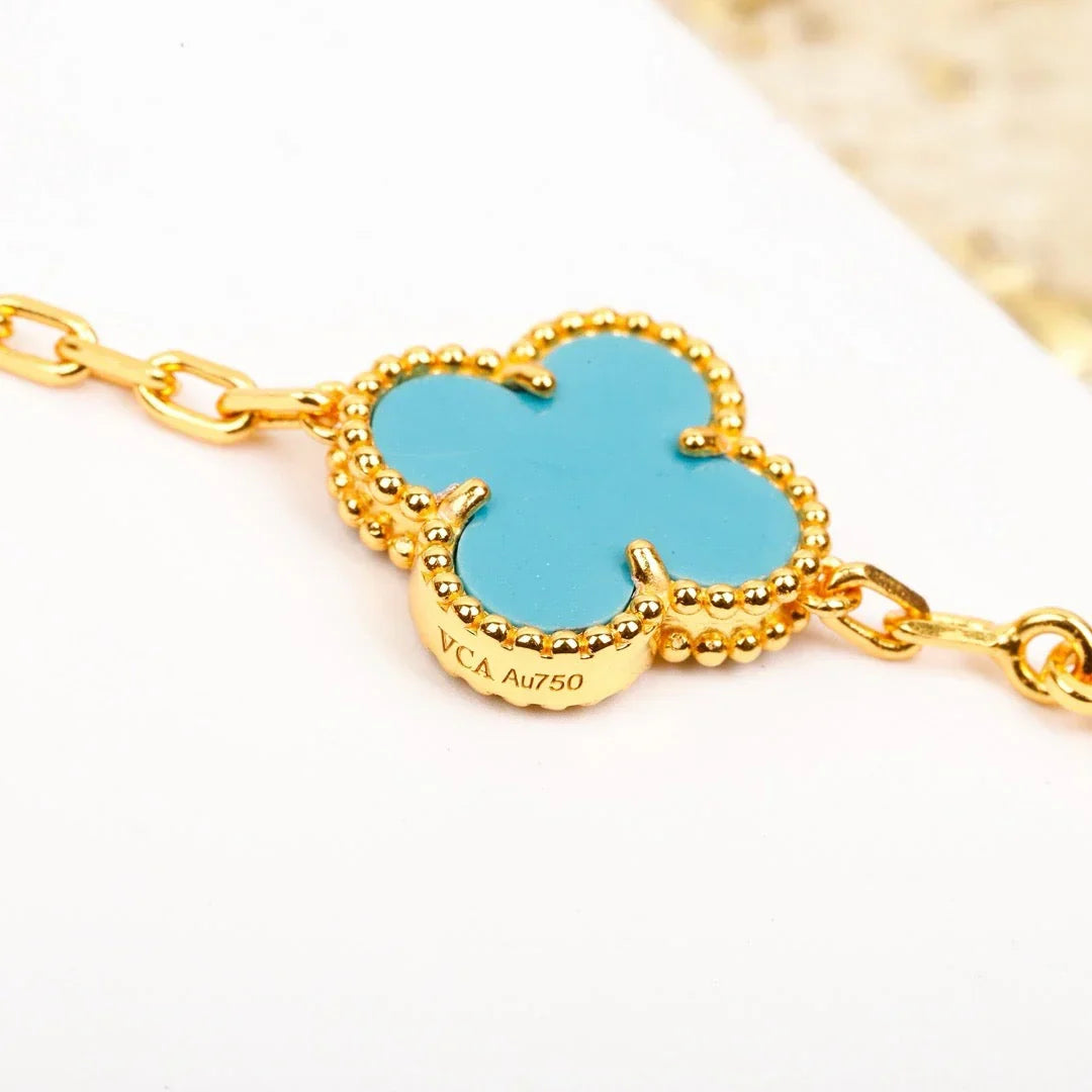 [Limara]LUCKY CLOVER 5-MOTIF BRACELET - TURQUOISE COLLECTION