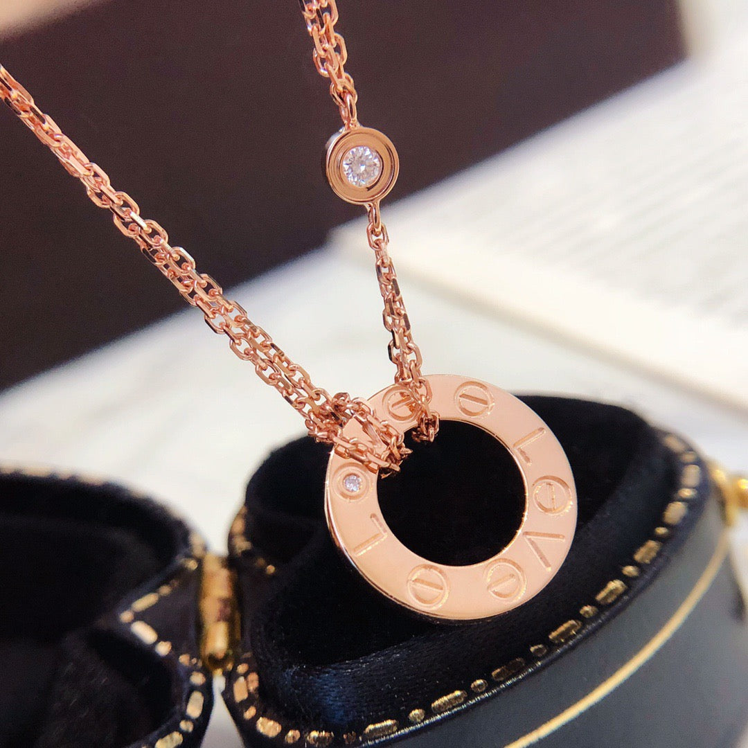 [Limara] LOVE NECKLACE 16MM 2 DIAMONDS