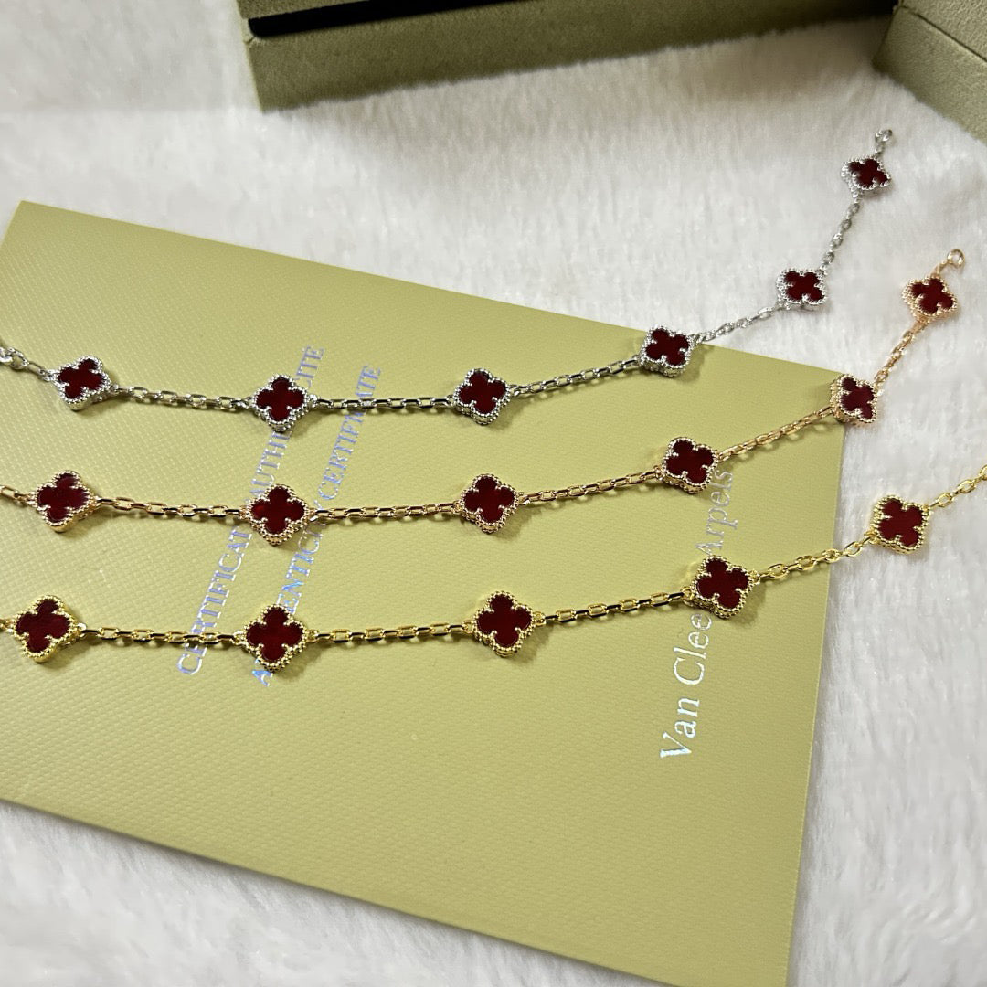 [Limara]CLOVER 6 MOTIF RED AGATE BRACELET
