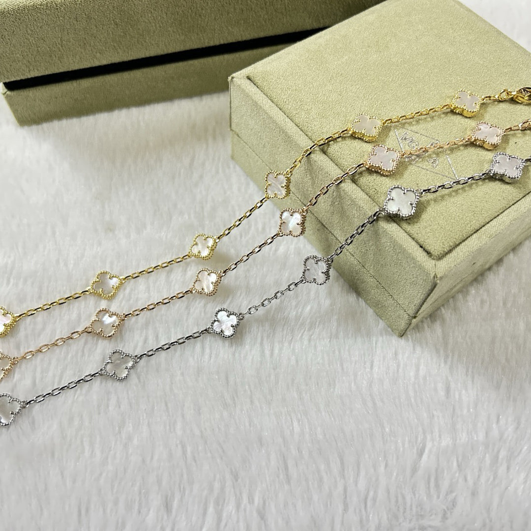 [Limara]CLOVER 6 MOTIF WHITE MOP BRACELET