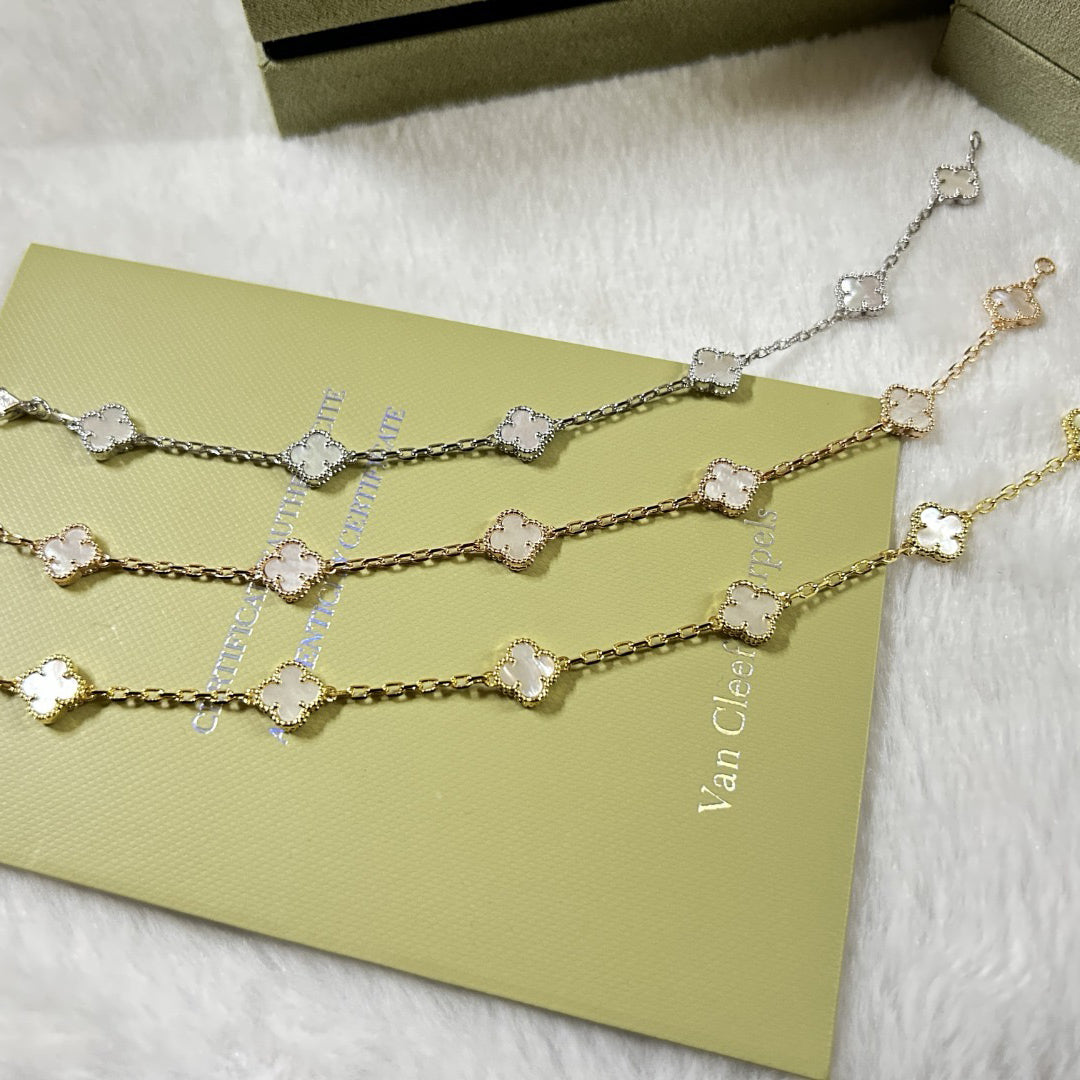 [Limara]CLOVER 6 MOTIF WHITE MOP BRACELET