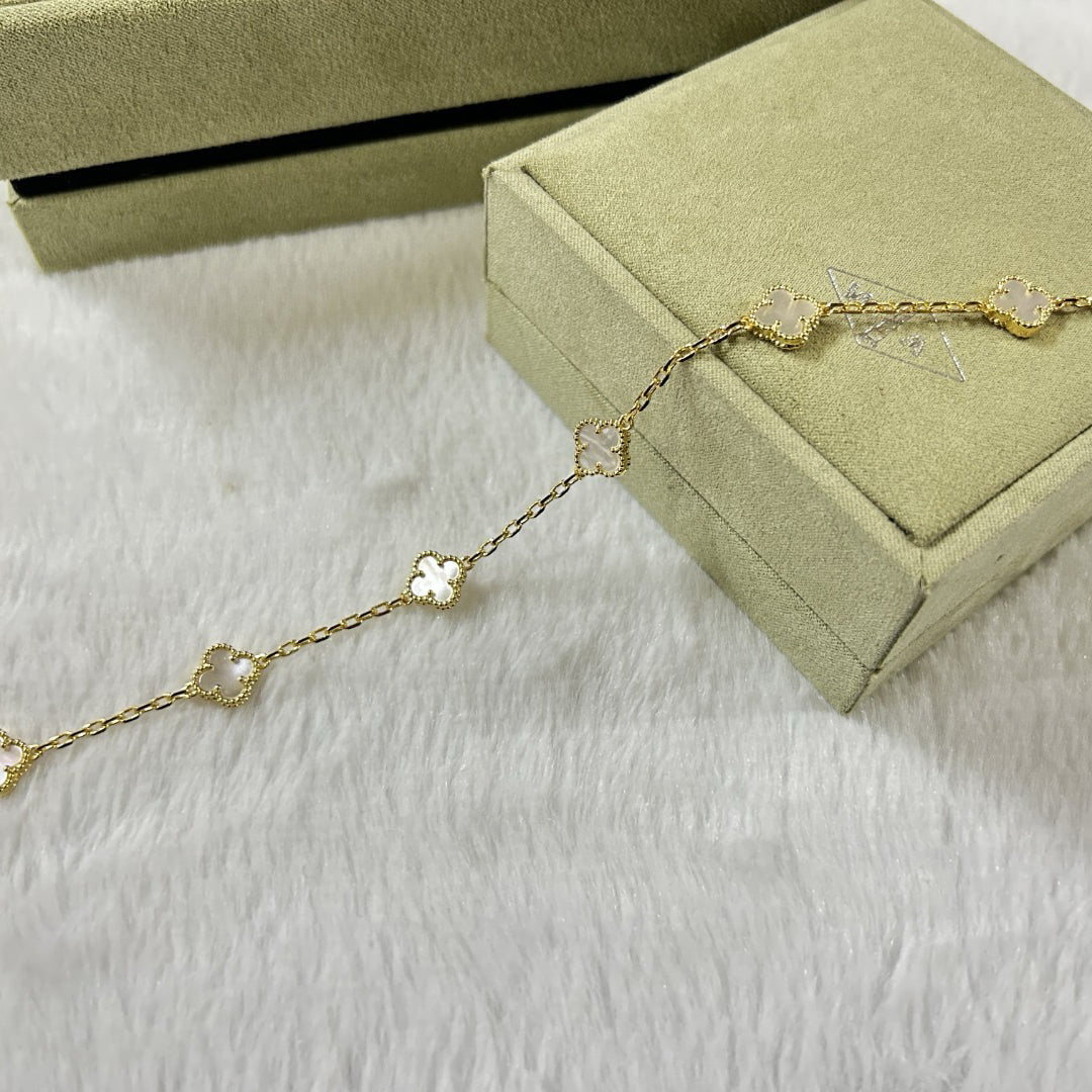 [Limara]CLOVER 6 MOTIF WHITE MOP BRACELET