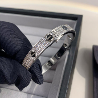 [Limara]CLASSIC 6.1MM LOVE BANGLE - DIAMOND PAVÉ & BLACK CERAMIC