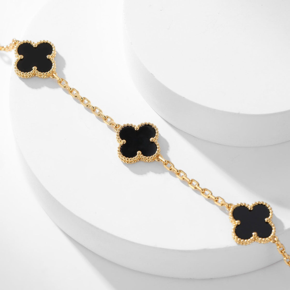 [Limara] CLOVER 10 MOTIFS ONYX NECKLACE