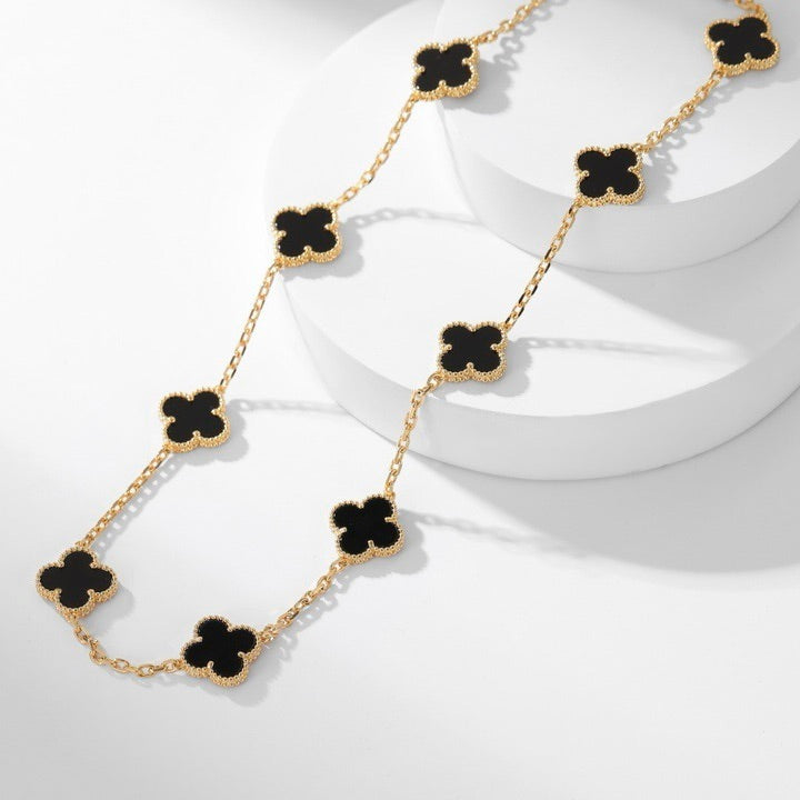 [Limara] CLOVER 10 MOTIFS ONYX NECKLACE
