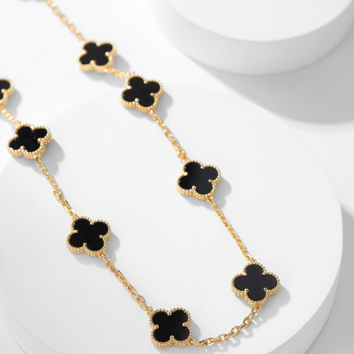 [Limara] CLOVER 10 MOTIFS ONYX NECKLACE