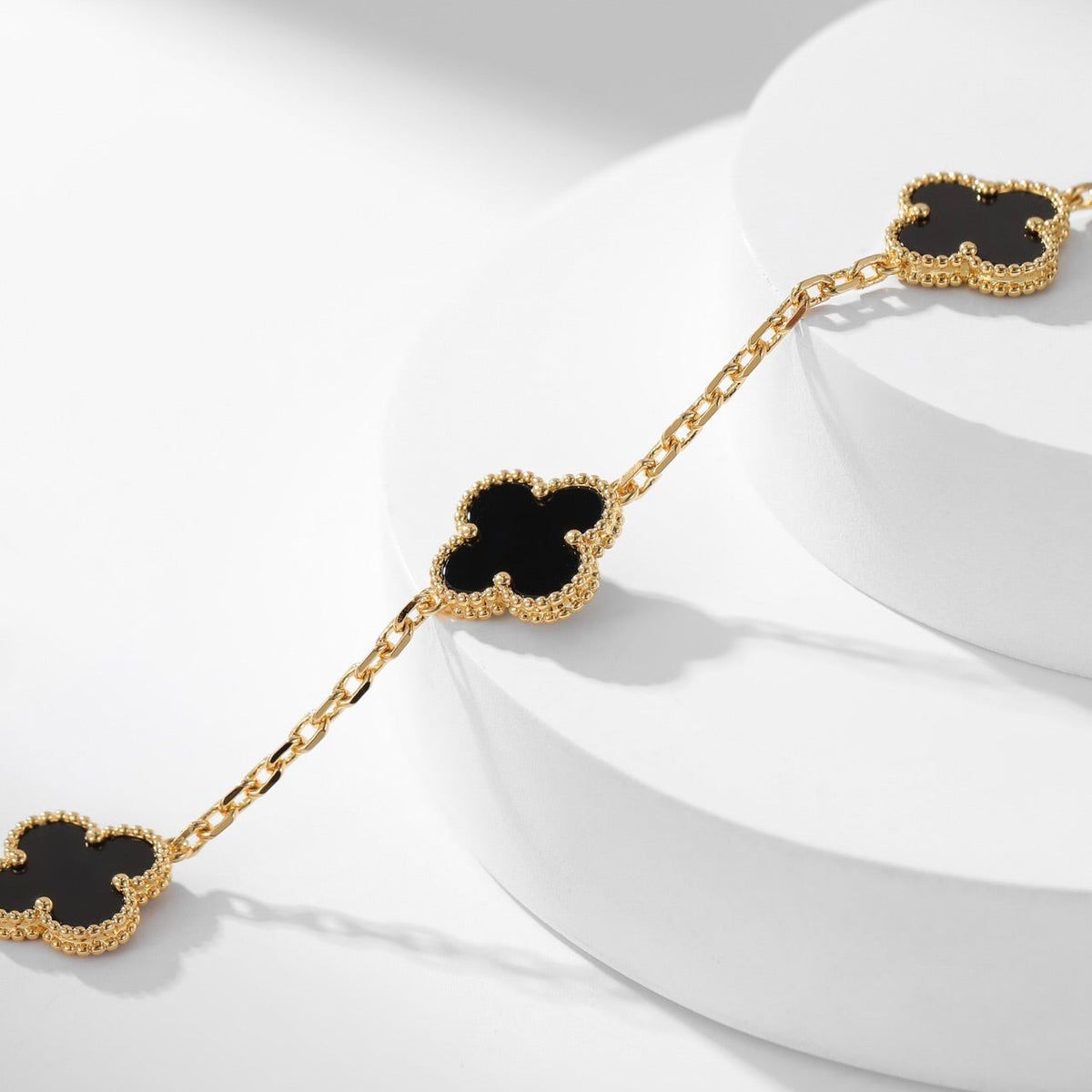 [Limara] CLOVER 10 MOTIFS ONYX NECKLACE