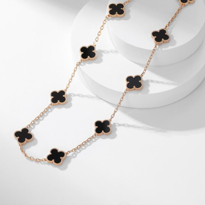[Limara] CLOVER 10 MOTIFS ONYX NECKLACE