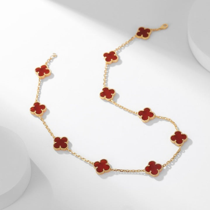 [Limara] CLOVER 10 MOTIFS CARNELIAN NECKLACE